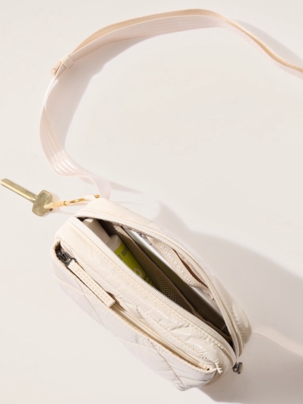 ATHLETA 🌟 Quilted Cream Crossbody Belt Bag Fanny (One Size) - Picture 6 of 14